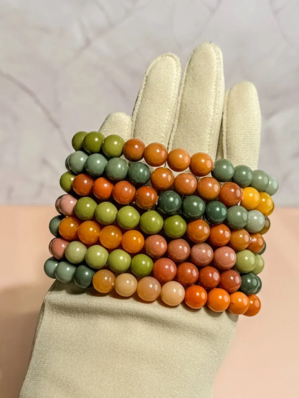 Alashan Agate Beaded Bracelet (Bead size: 8mm-12mm)